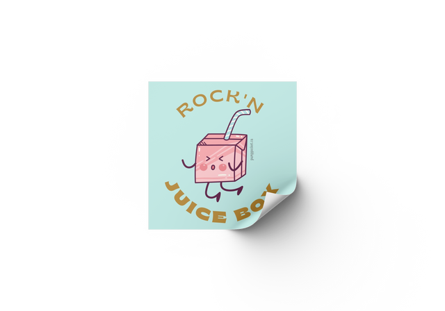 Rock'n Juice Box Sticker Square - 3 x 3 inches - Pump Pocket 